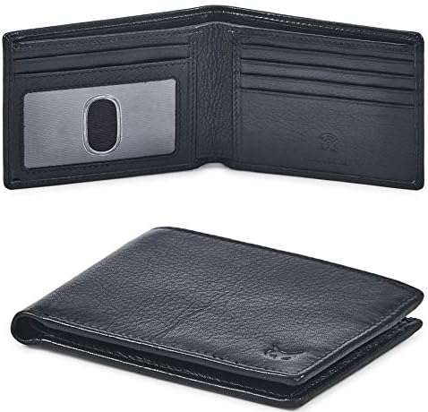 Amazon.com: Wallet for Men Bifold Real Leather RFID Blocking Front